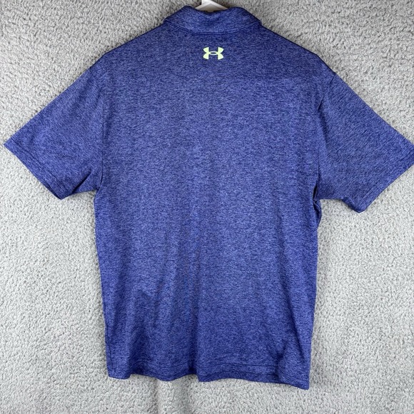 Under Armour The Playoff Polo Shirt Men's M Navy Purple Heather HeatGear Golf - Picture 5 of 7